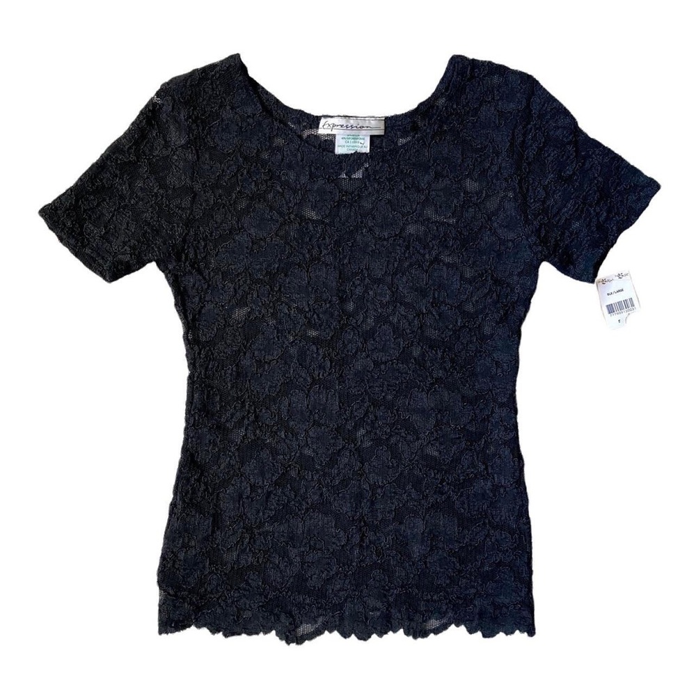 VTG 90s Gothic BNWT Flower Lace Tee 🥀